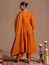 Janasya Women's Mustard Rayon Yoke Design A-line Kurta Set